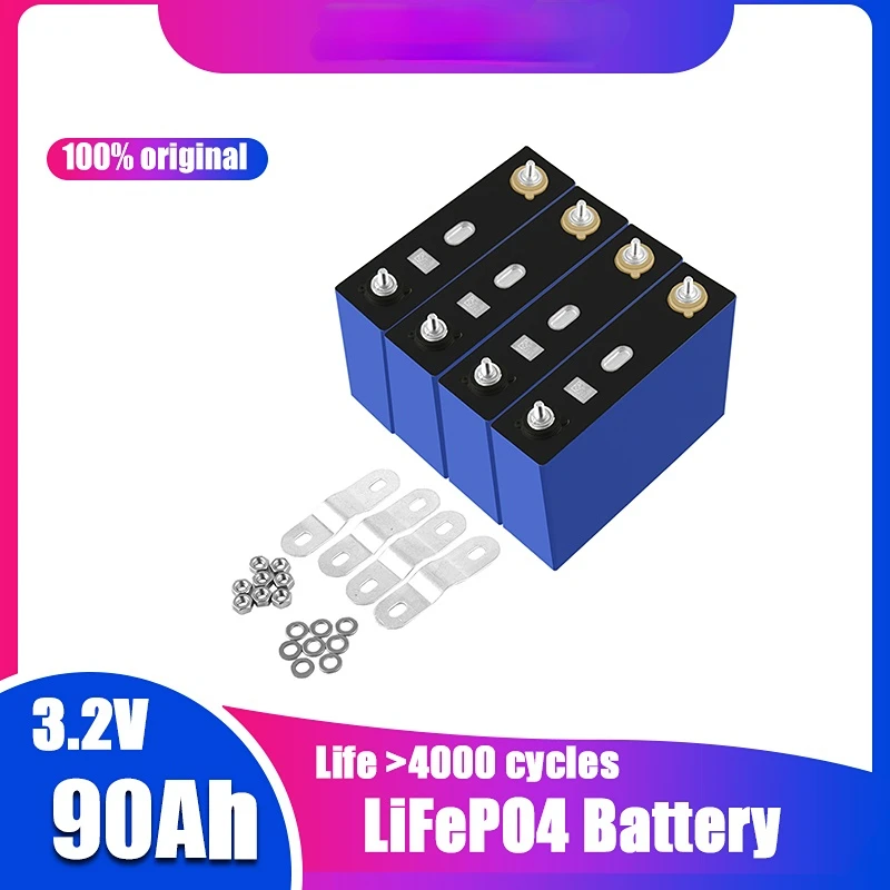 Grade A 3.2v 90ah Lifepo4 Battery12v 24v 48v Solar Energy Saving System Boat Off Grid Rechargeable Inverter Battery