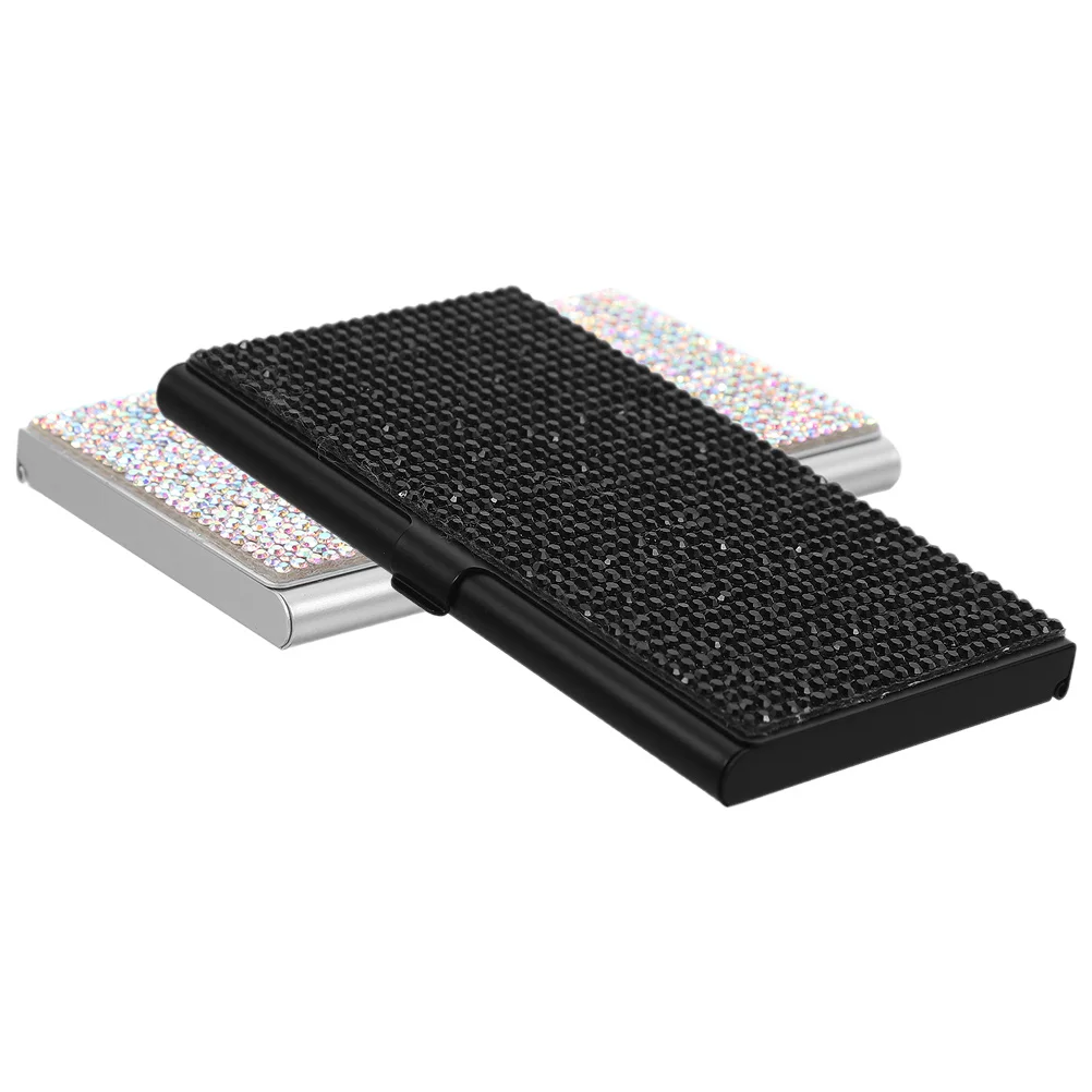 

2 Pcs Diamond Business Holder Business Card Holder For Desk Ultra Slim Aluminum Alloy Credit Card Box Office Use Desk Metal
