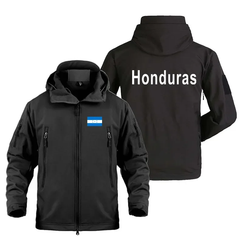 New Honduras Print Sharkskin Soft Shell Hooded Jacket Windproof Camping Hiking Hunting Jacket Stretch Fleece Sportswear