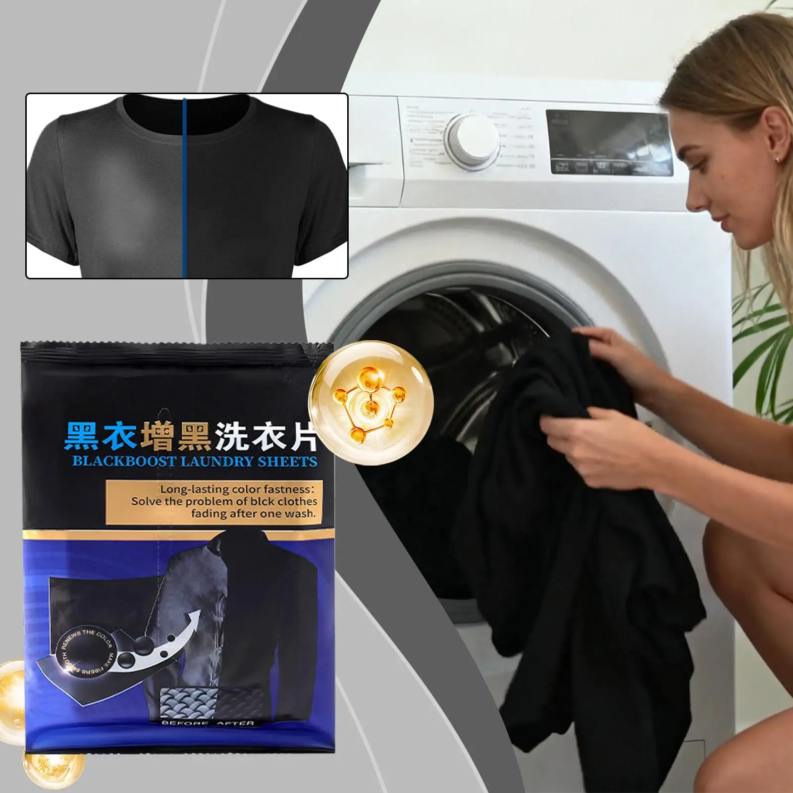 50pcs Clothing Brightening Sheets Laundry Black Color Enhancer Sheets For Dark & Black Fabrics Laundry Paper Prevents Fading