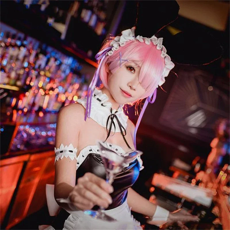 Anime Re:Life in A Different World From Zero Ram Rem Jumpsuit Sexy Bunny Girl Cosplay Costume Maid Uniform Halloween Costume