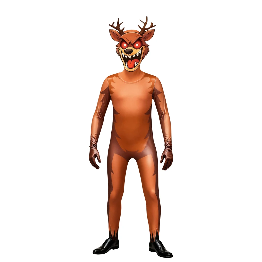 99 Noców w Lesie Kostium Cosplay Jelenia dla Dzieci Strój Zwierzęcy Jelenia Kombinezon Cosplay na Imprezę Halloween dla Dorosłych i Dzieci
