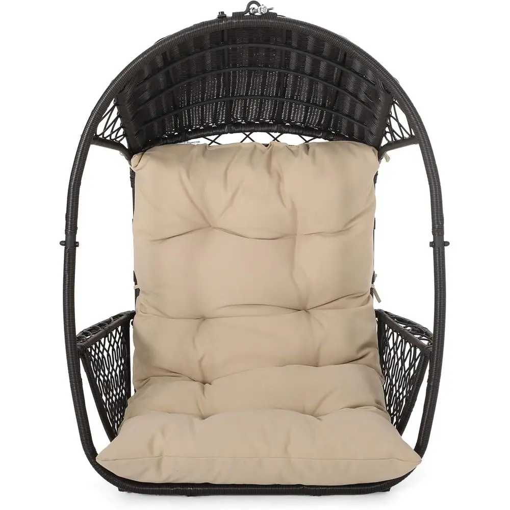 

Hanging Chair with Cushion, Brown and Tan, Stand Not Included