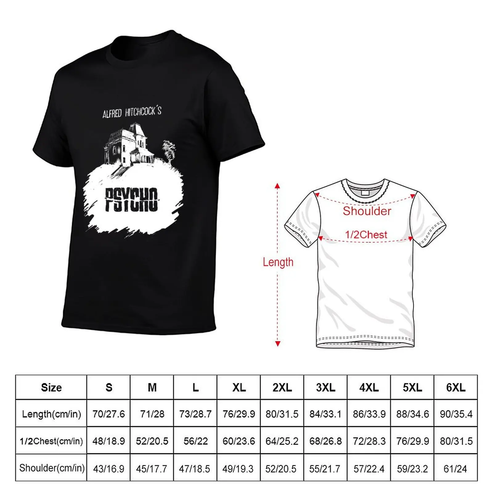 Alfred Hitchcock's Psycho by Burro! (black tee version) T-Shirt Soft Anti-Shrink Cotton Tee