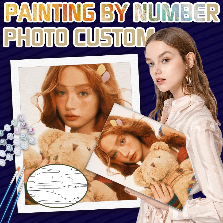 SDOYUN 24/36 Color Painting By Numbers Kits For Adults Family Portrait And Animal Photos Handpainted Paints Kits For Home Decor