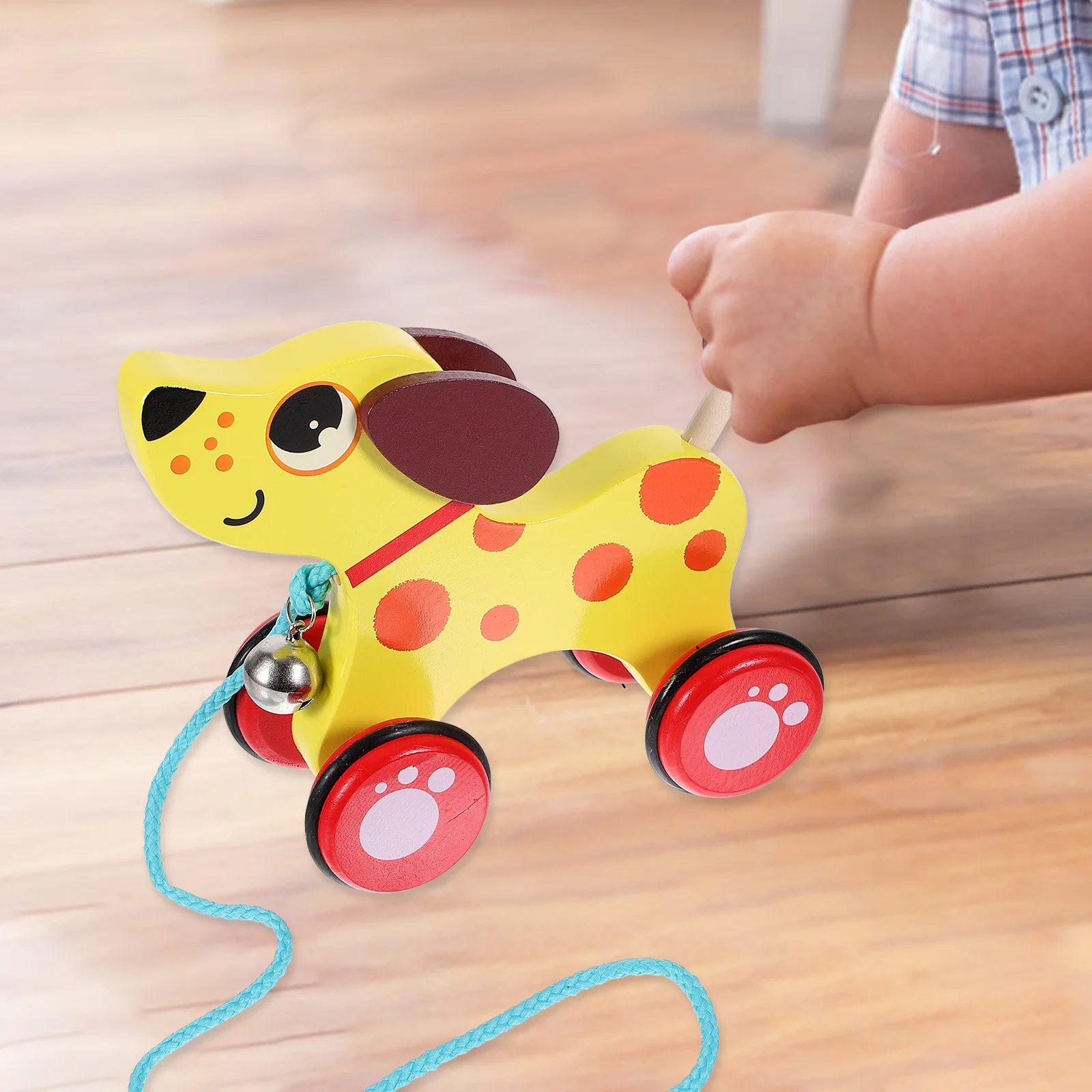 سيارة سحب خشبية على شكل حيوان للأطفال الصغار، تدريب على المشي، مشاية تعلم الطفل، رسوم متحركة إبداعية للتعليم المبكر