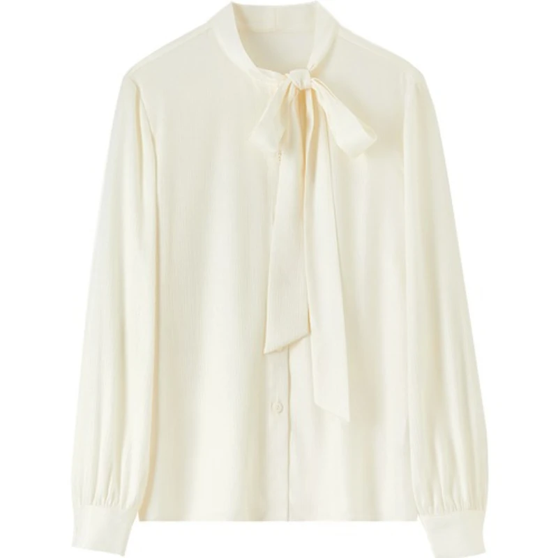 SENTUBILA dames satijnen textuur chiffon shirt 2025, herfst enkele rij knopen, elegant kantoor commuter blouse met lange mouwen 153CF2412