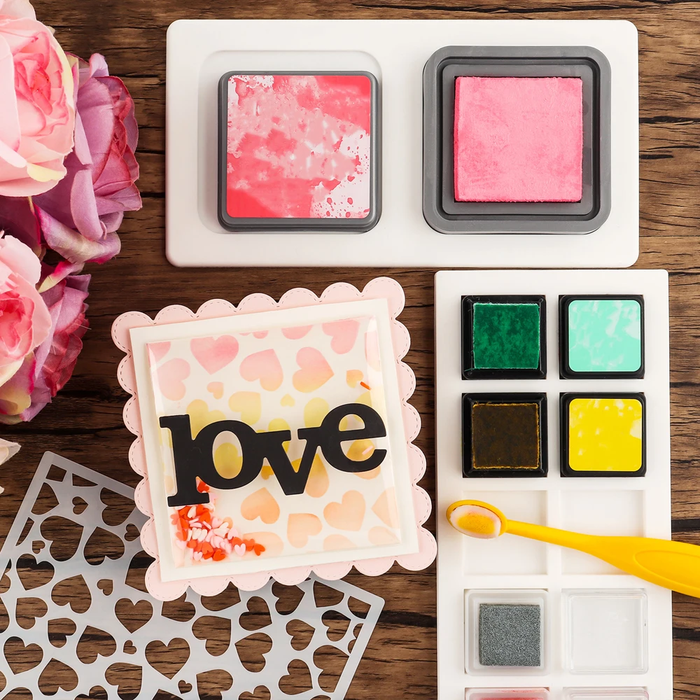 Non-Slip Silicone 4 Style Ink Pad Holder For Card Album Making L-Shape Rectangle DIY Storage Tool