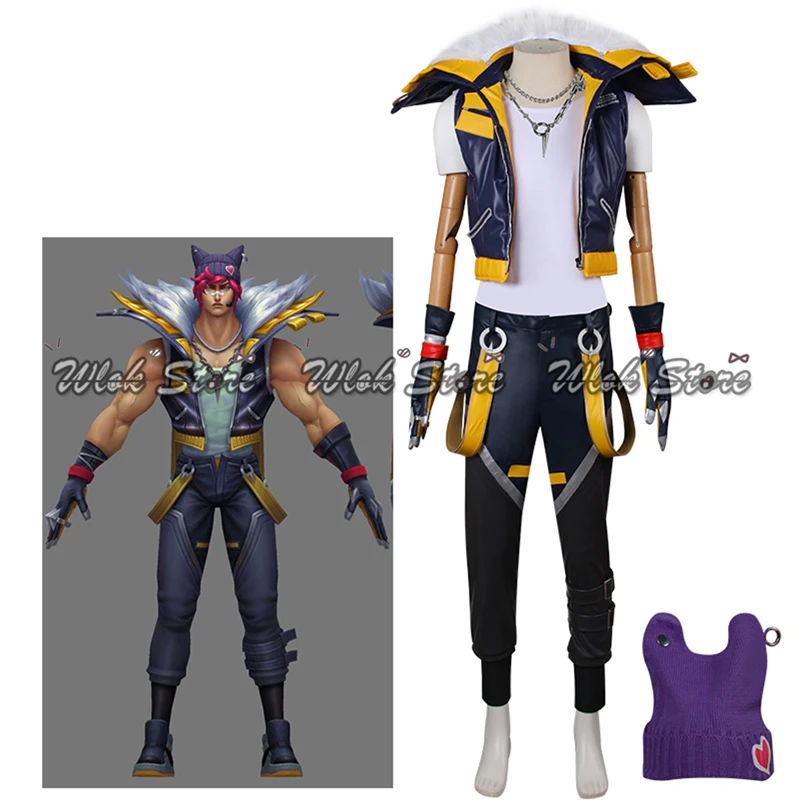 Game LOL Heartsteel Cosplay Sett Costume Wig Knitted Hat Men Women Carnival Halloween Party Outfits Custom Uniform Suits Shoes