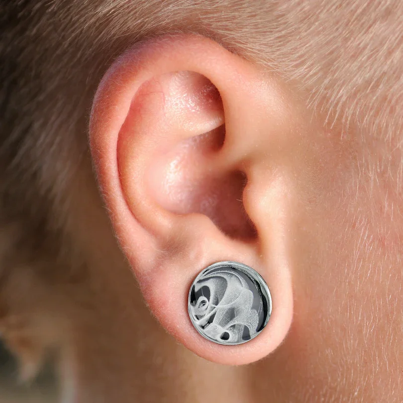 Pair Smoke Glass Plug Double Flare Swirl Ear Gauges Tunnel For Men Women Ear Stretching Expander Piercing Body Jewelry