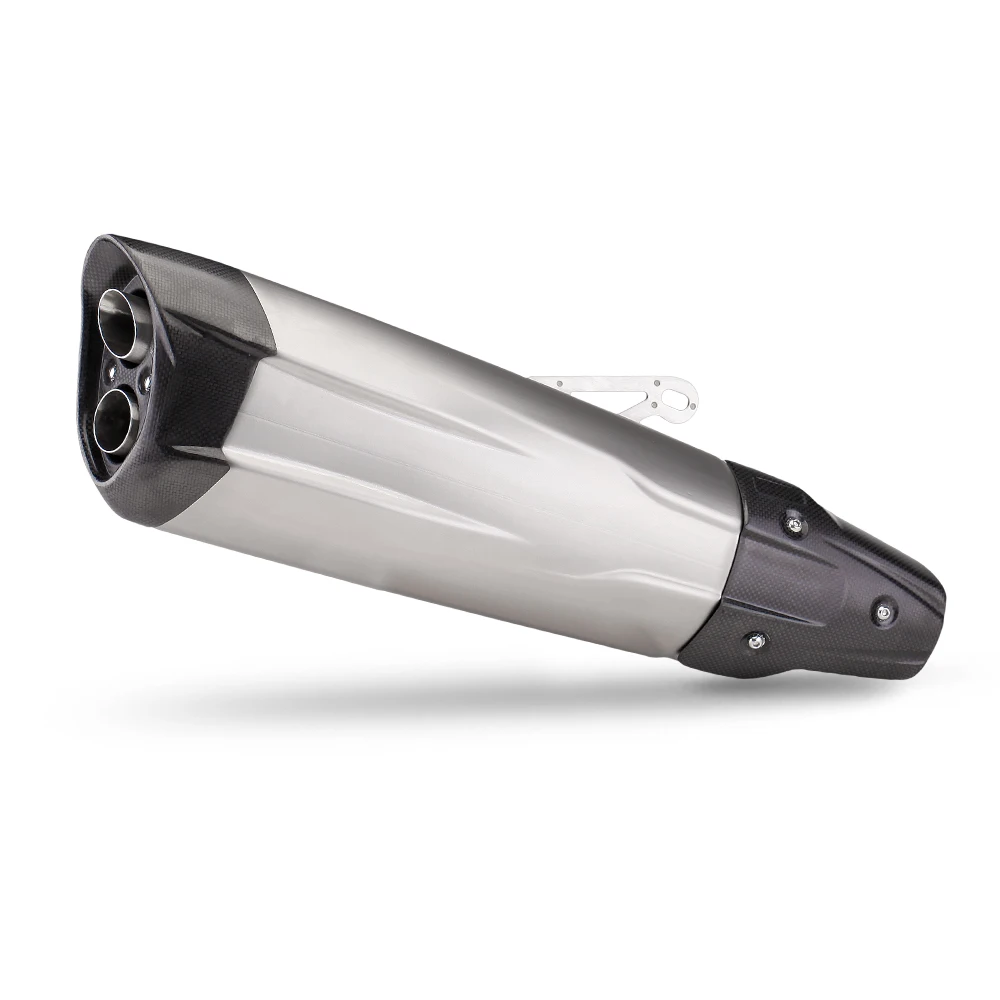 

STLF Universal 51mm Motorcycle Exhaust K174 Double Hole Carbon Fiber Muffler for MT09 Z900 Mt07 Z400 R3 Ninja250 300SR Msx125