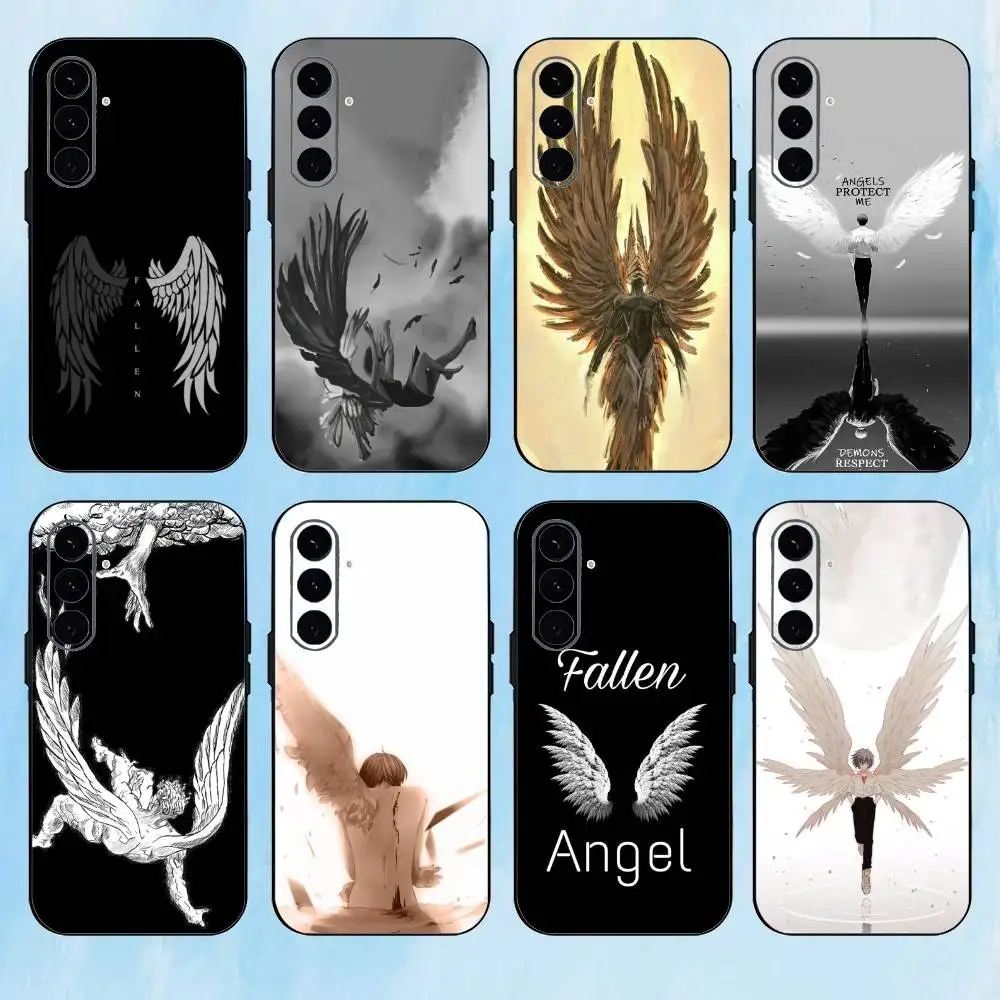 F-Fallen Angel Wings Art Phone Case For Samsung Galaxy A73,A72,A71,A70,A53,A52,A51,Others Soft Black Cover
