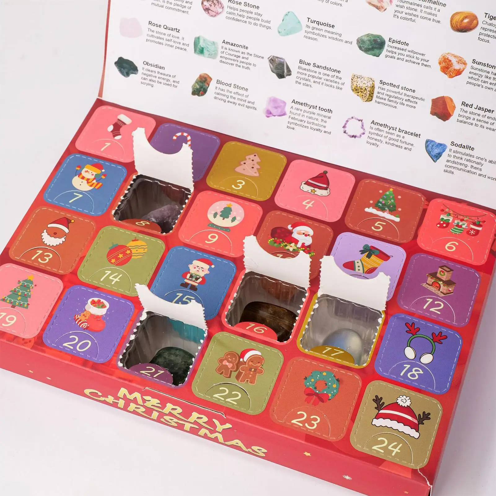 

Подарочная коробка с рождественским хрустальным камнем, 24 дня, рождественский обратный отсчет, набор украшений для штамповки кристаллов для детей, подростков, взрослых