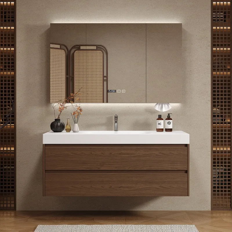 Wooden Partitions Bathroom Cabinet Luxury Modern Space Saver Drawers Paper Partitions Cupboard Storage Gabinete Hotel Furniture