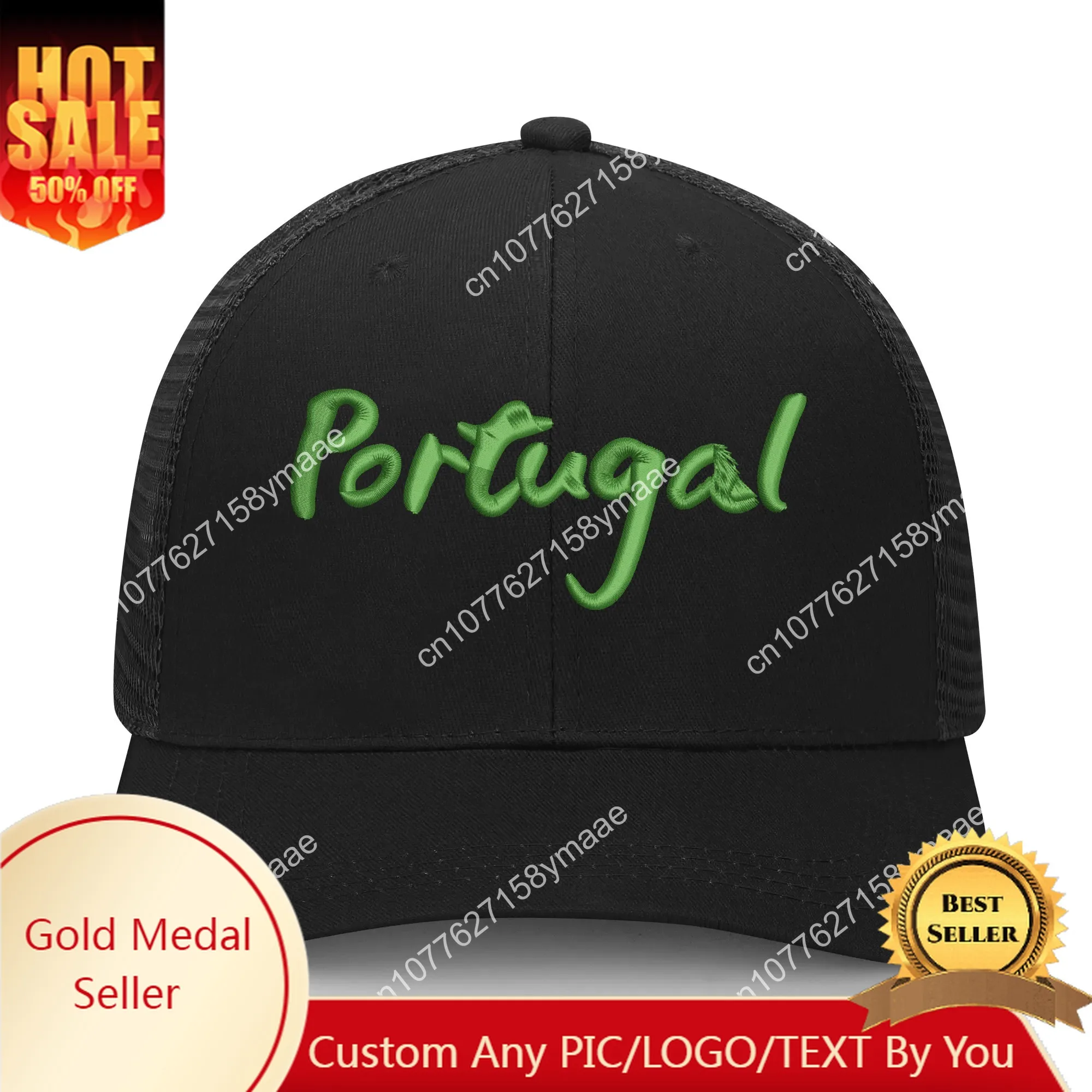 Portugal Flag Embroidery Hat Mens Womens Sports Baseball Hat Breathable Mesh Summer Sun Visor Headwear Custom Made Caps Logo