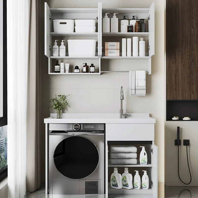 Honeycomb aluminum washbasin sink with washboard washing machine companion cabinet