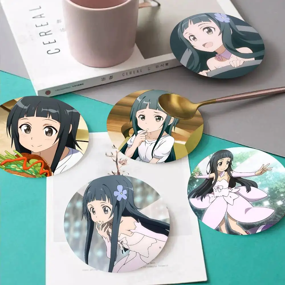 1pc Yui Sword Art Online Wooden Coaster Colour Printing Cup Mat Home Desk Decoration Gifts