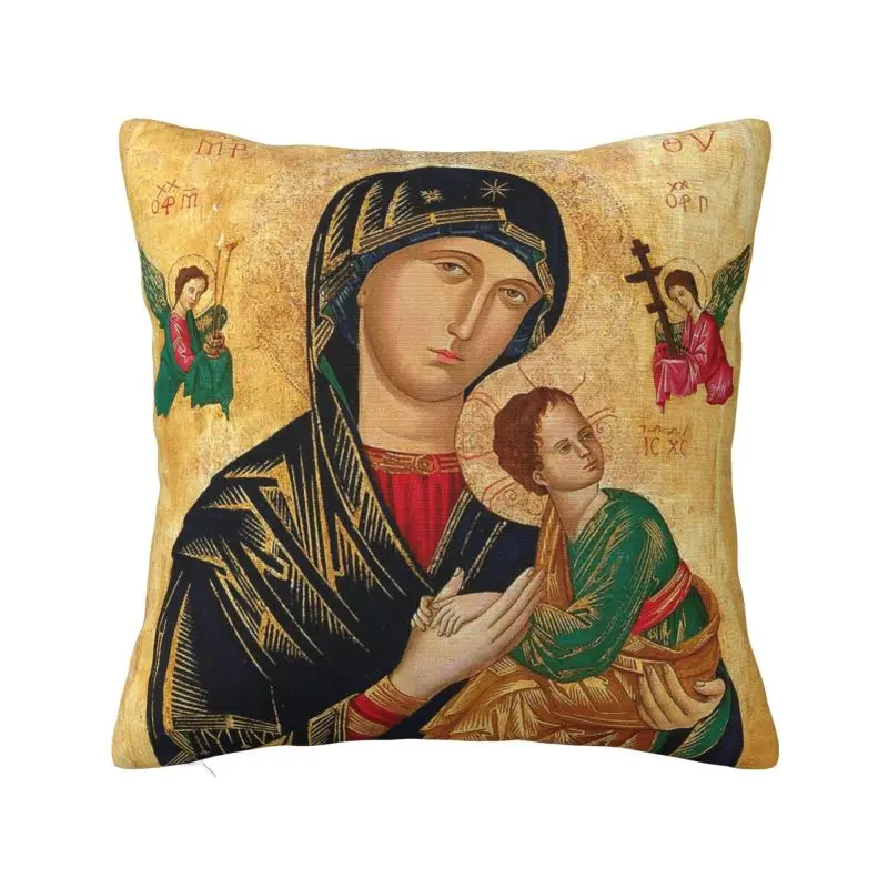 Our Lady Of Perpetual Help Cushion Covers 45x45cm Soft Roman Catholic Virgin Mary Pillow Case Sofa Pillowcase Home Decorative