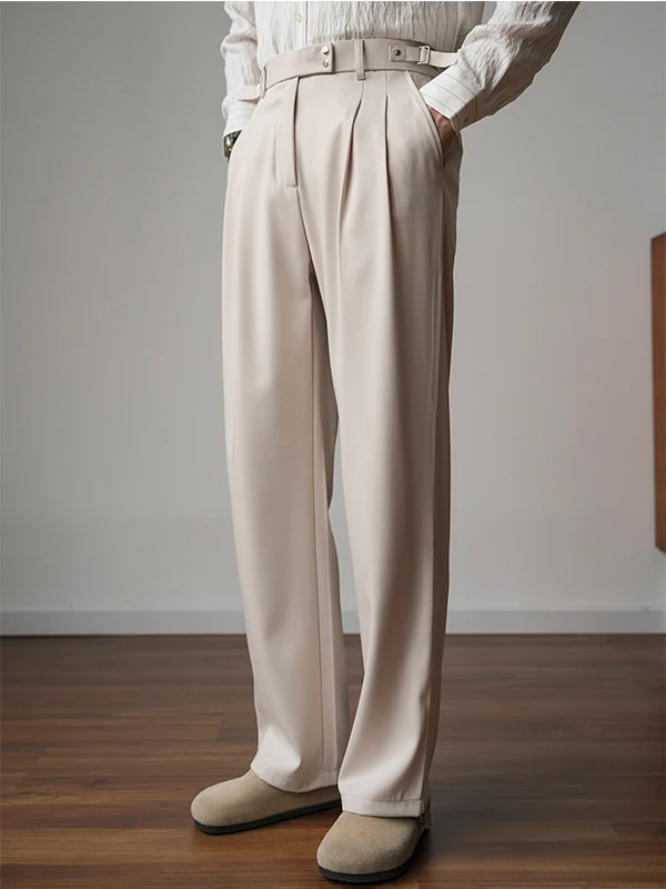 

Naples Straight Leg Suit Pants Casual Loose Busin Sle Polyester Fiber mid Waist Spring Autumn High Sensation Vintage Simple