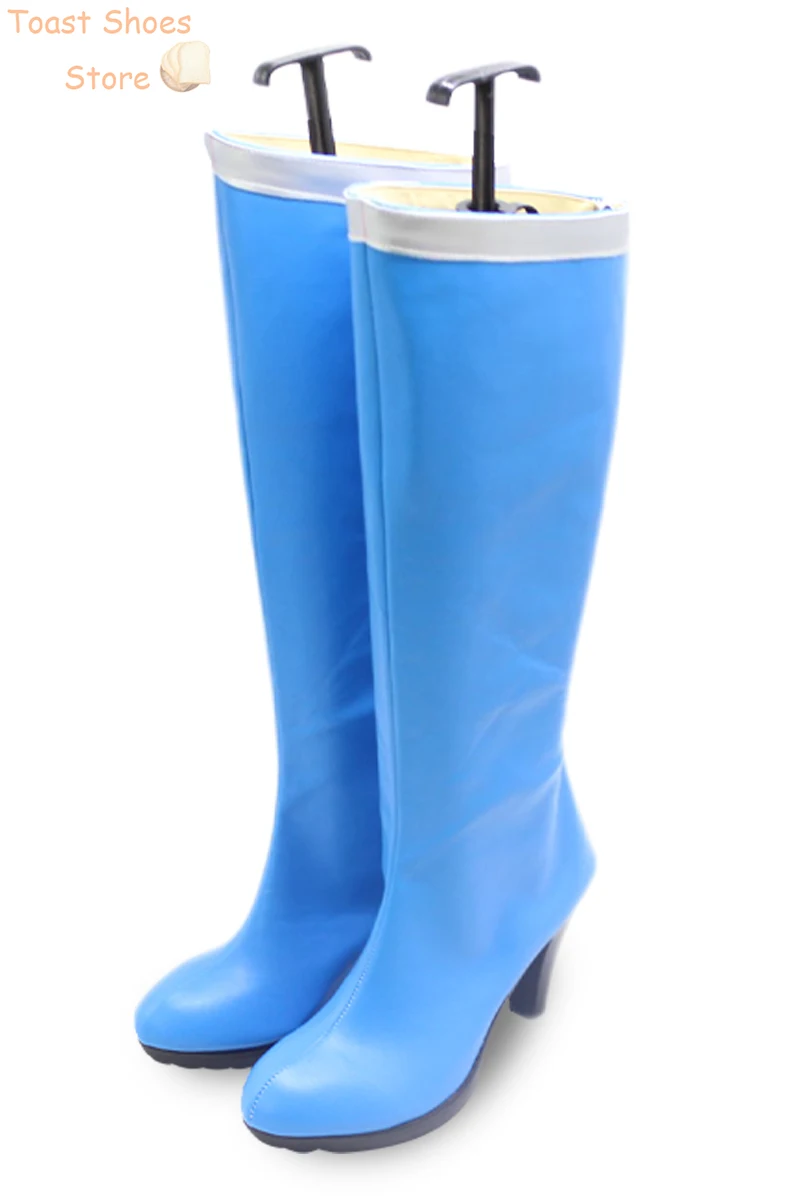 Ami Mizuno Cosplay Sapatos, Sapatos de couro PU, Botas de Carnaval de Halloween, Sailor Mercury Costume Props