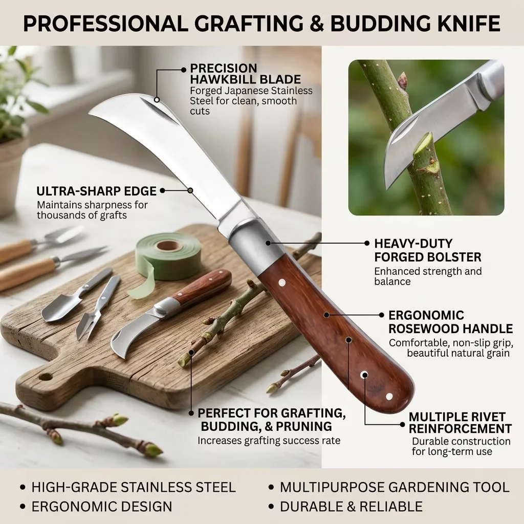 Classic Garden Grafting and Pruning Tool Foldable Handmade Multi Functional Stainless Steel Grafting Artifact Fruit Tree Graftin