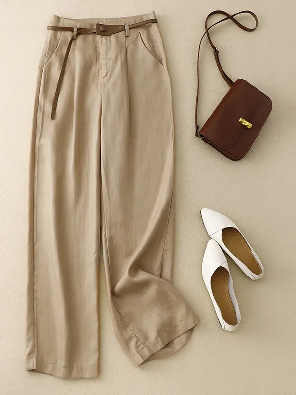 

Loose Wide Leg Casual Pants for Women plus Size Belted Straight Cut Trousers Comfortable Fashionable plus Size Bottoms