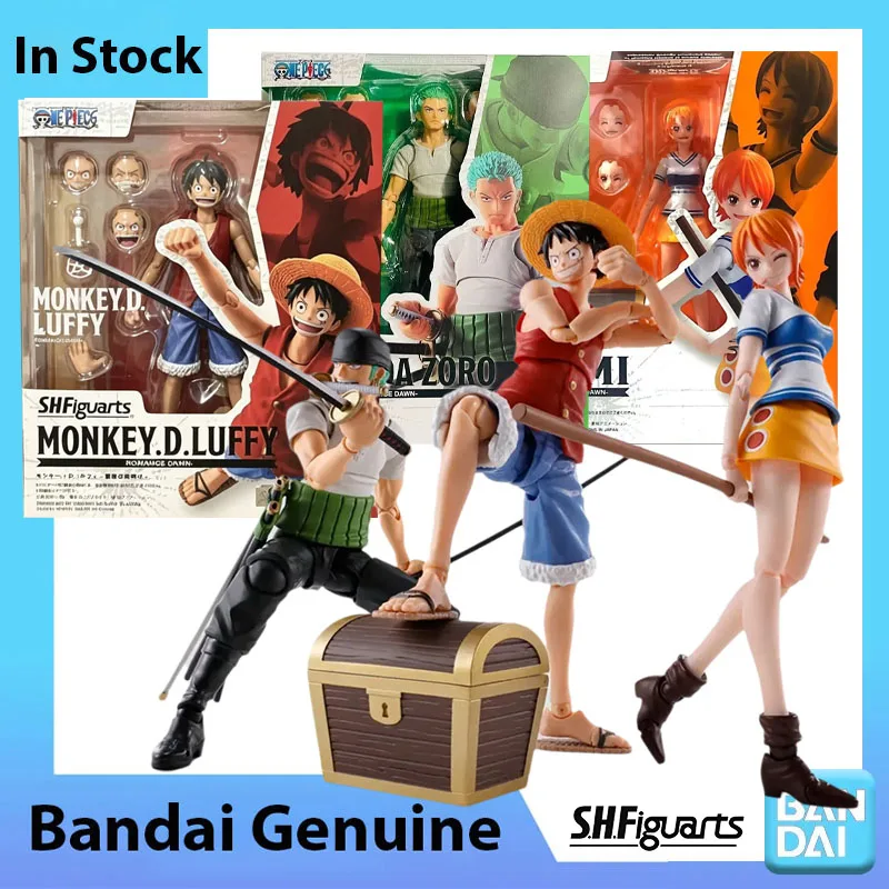 

Bandai 100% Genuine One Piece Model Kit SHF Nami Luffy Roronoa Zoro Romance Dawn Anime Action Figure Collection Finished Model