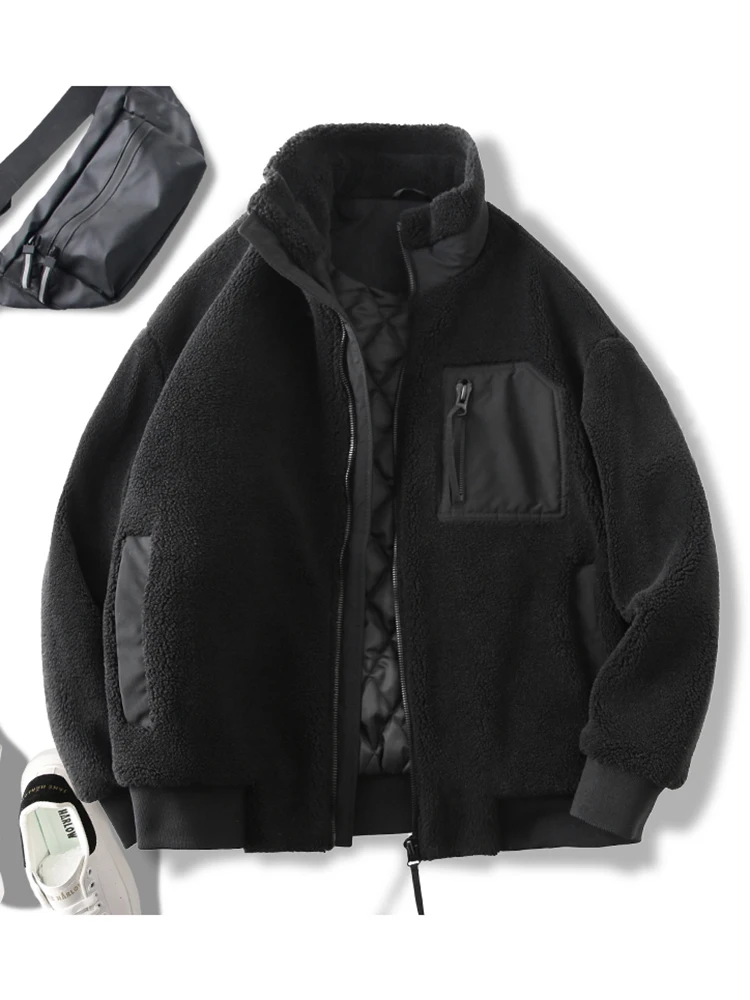 

Men's Thiened Cotton Fce Jaet Winter Outdoor Warmth Technology Heated eepskin Jaet Faionable Casual Long Sve ...