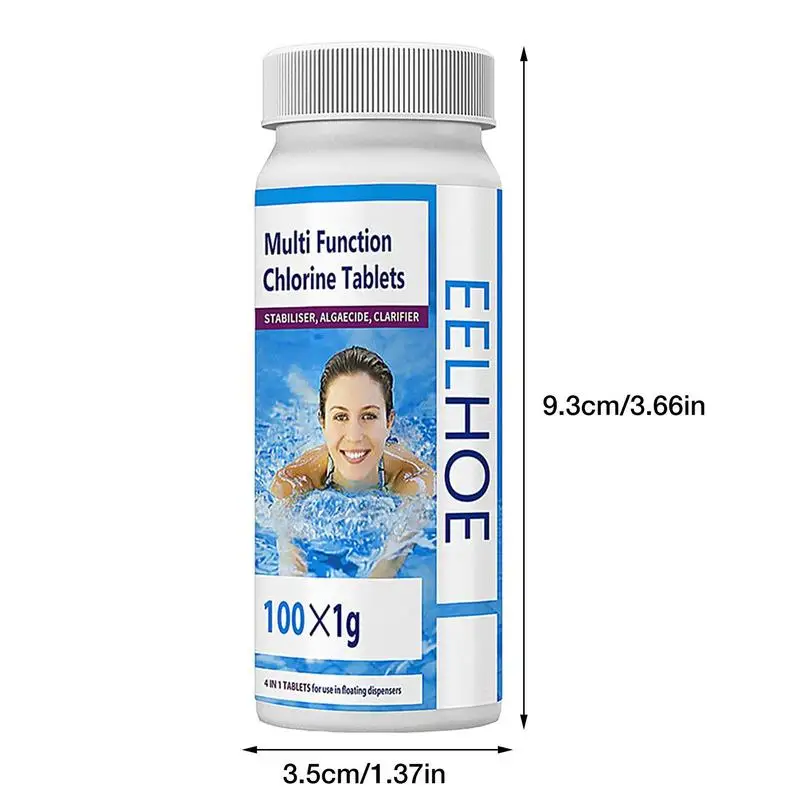 100pc Swimming Pool Cleaning Effervescent Chlorine Tablets Multi-purpose Dsinfect Hot Tubs Spas Swimming Pool Foaming Clarifier