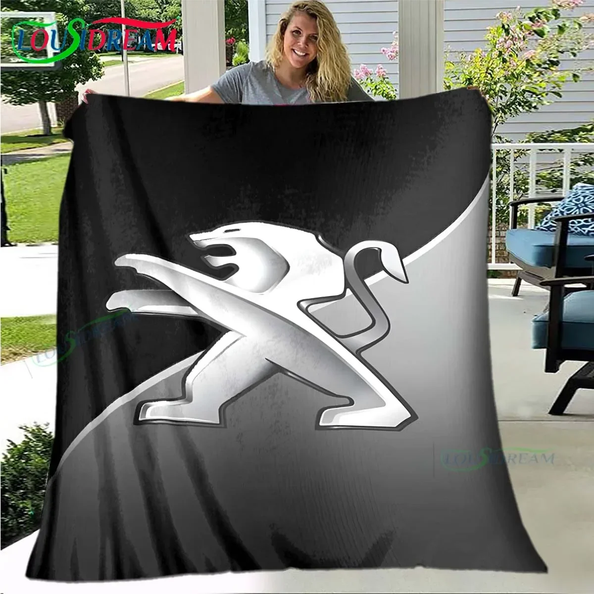 

Fashion Car P-Peugeot Logo Blanket Flannel Throw Blanket for Home Bedroom Bed Sofa Picnic Office Hiking Leisure Nap Gift