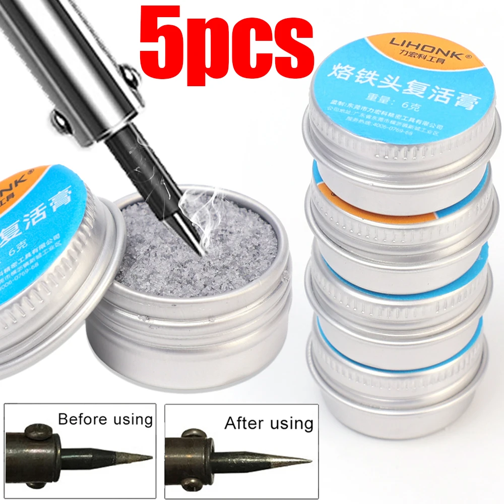 

5/1Pcs Soldering Iron Tip Tinner Activator Removing Oxidation Cleaning Cream Activator Welding Iron Tip Cleaner Lead Free 6g