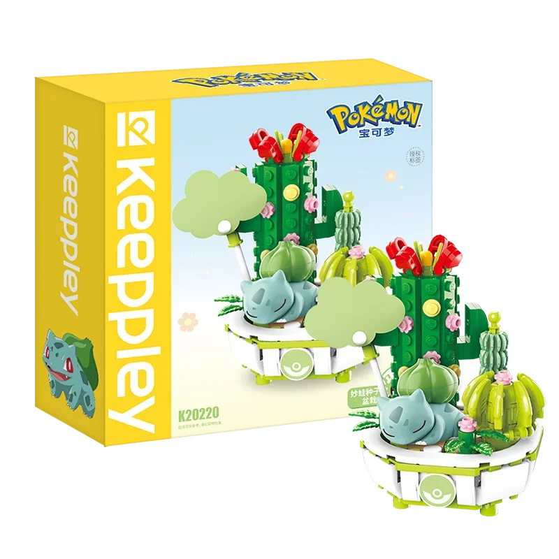 Keeppley Pokemon Building Block Pikachu Charmander Squirtle Model Toy HomeDecoration Plant Potted Flower Brick Toys Child Gift