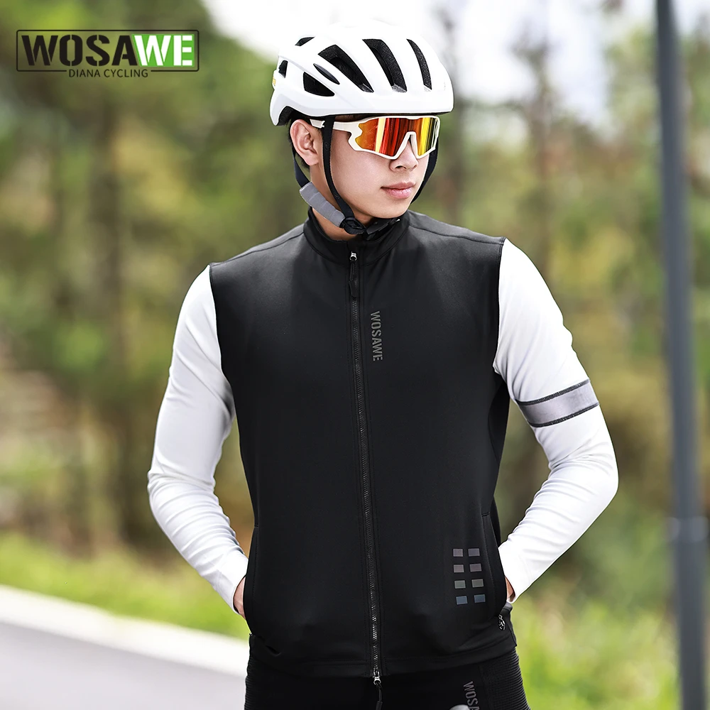 WOSAWE Mens Thermal Winter Cycling Jacket Windproof Warm Fleece Outdoor Riding Gear Road Bike Wear two-way YKK zipper