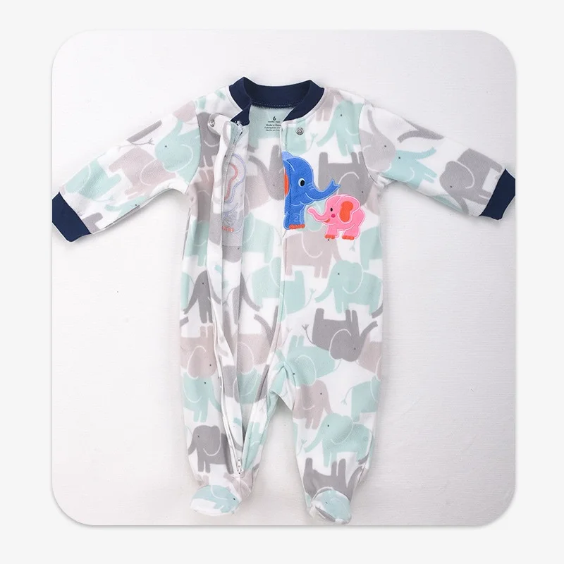 2023 Newborn Baby Clothes Long-Sleeve Polar Fleece Infant Baby Boy Romper Cute Animal Pattern Toddler Girls Jumpsuit