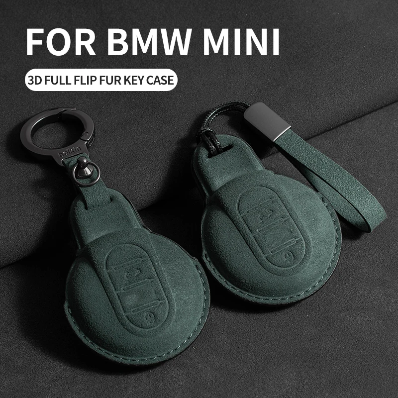 

Suede Car Remote Key Case Cover Shell Fob For BMW Mini Cooper Aceman Jcw Clubman Countryman Cabrio Leather Car Smart Key Bag