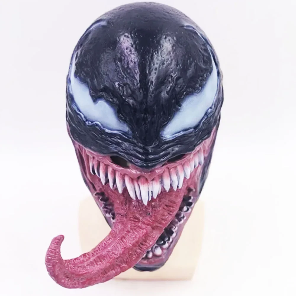 New Superhero Venom Long Tongue Mask Cosplay Latex Masks Horror Party Helmet Props Supplies Unisex Novelty Masks Easter Carnival