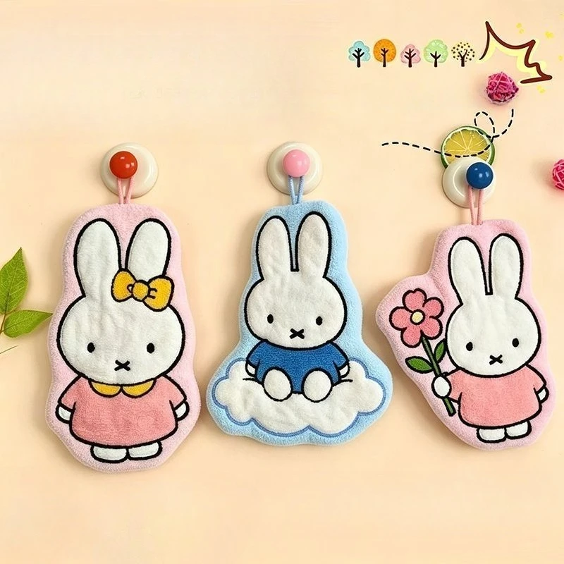 Miffy Rabbit Wipe Hand Towel Creative High-value Cartoon Cute Printed Home Bathroom Soft Thickened Quick-drying Handkerchief