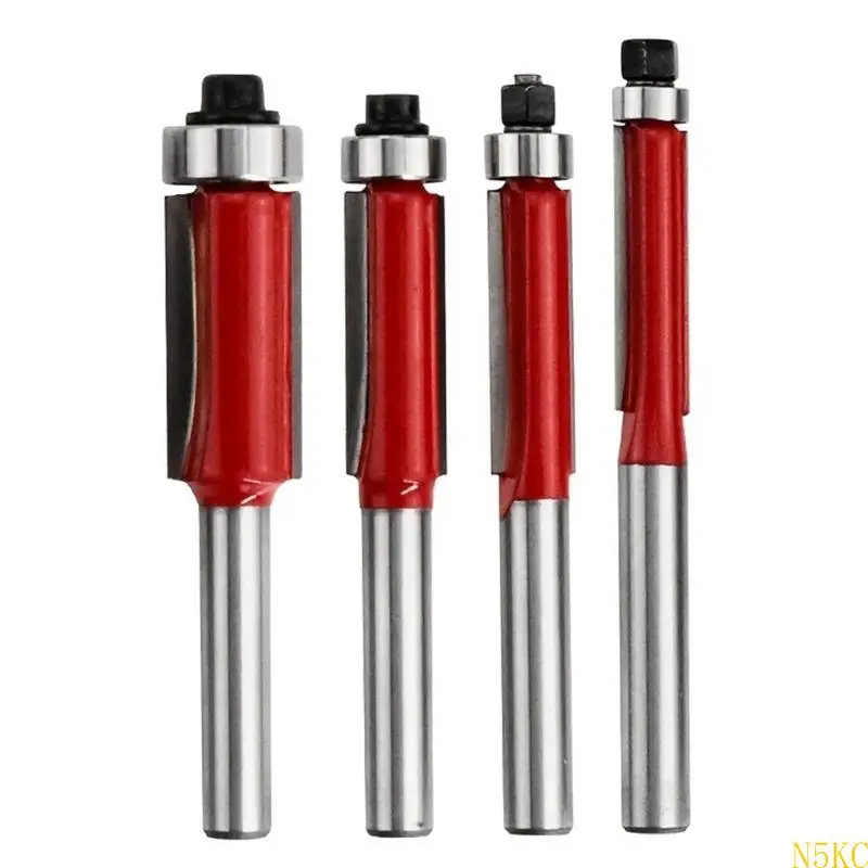 N5KC Set Of 4 High Accuracy Red Router Bits For Efficient And Metal Cutting