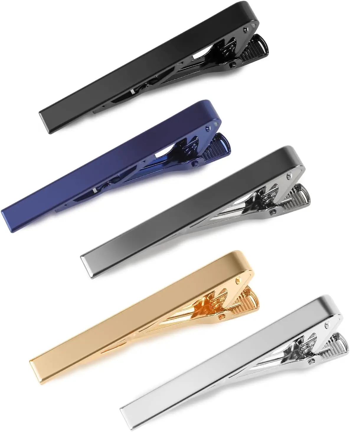

5P Tie Clips For Men, Stainless Steel Tie Bar, Business Wedding Gifts, 5 Colors