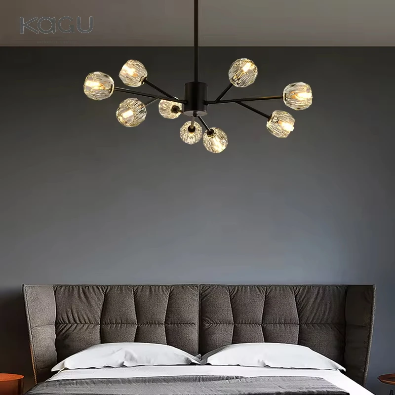 Modern LED Chandelier Crystal Gold Black- Ceiling Light For Living Room Bedroom Dining Kitchen Hall Indoor Lighting Fixture