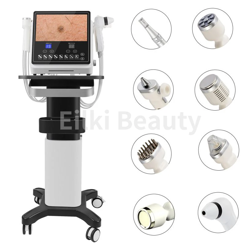 Portable 8 In 1 Hydra Dermabrasion Spa Machine Deep Skin Cleaning Wrinkle Acne Treatment Salon Equipment With Skin Analysis