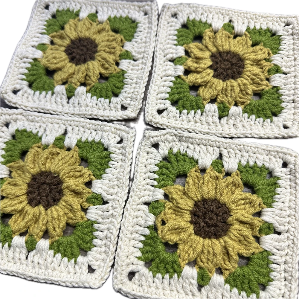 DIY Crochet Multicolor Coasters Square DIY Creation For Sewing Clothes Lace Blankets Decoration Handmade Cup Pad 12cm Patch10pcs