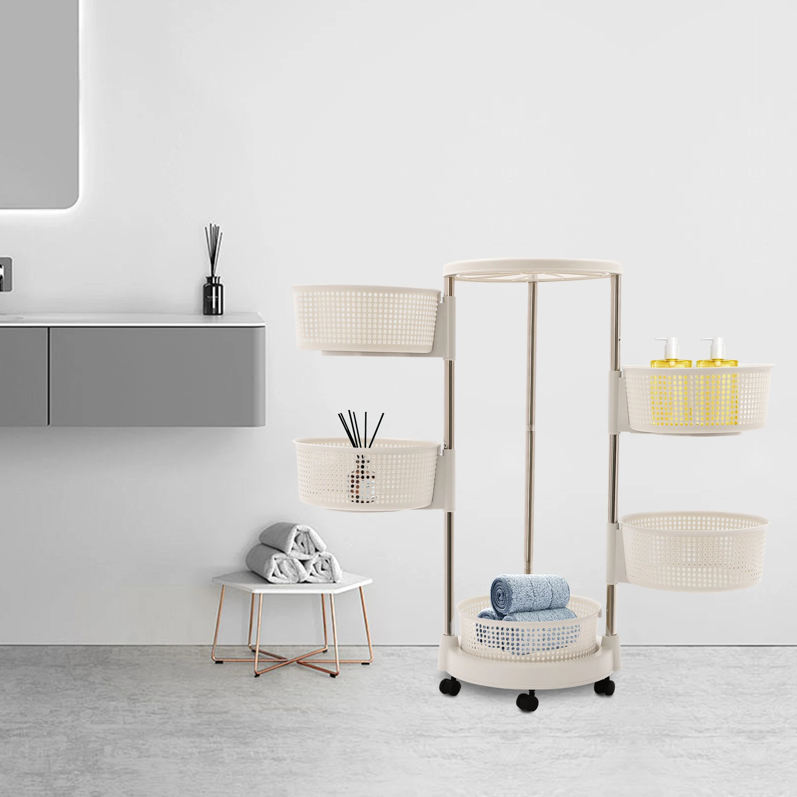 منظم سوزان كسول دوار 5 طبقات مع 360 درجة ° عربة تخزين متنقلة دوارة مع عجلات لسهولة الوصول إلى المطبخ #2