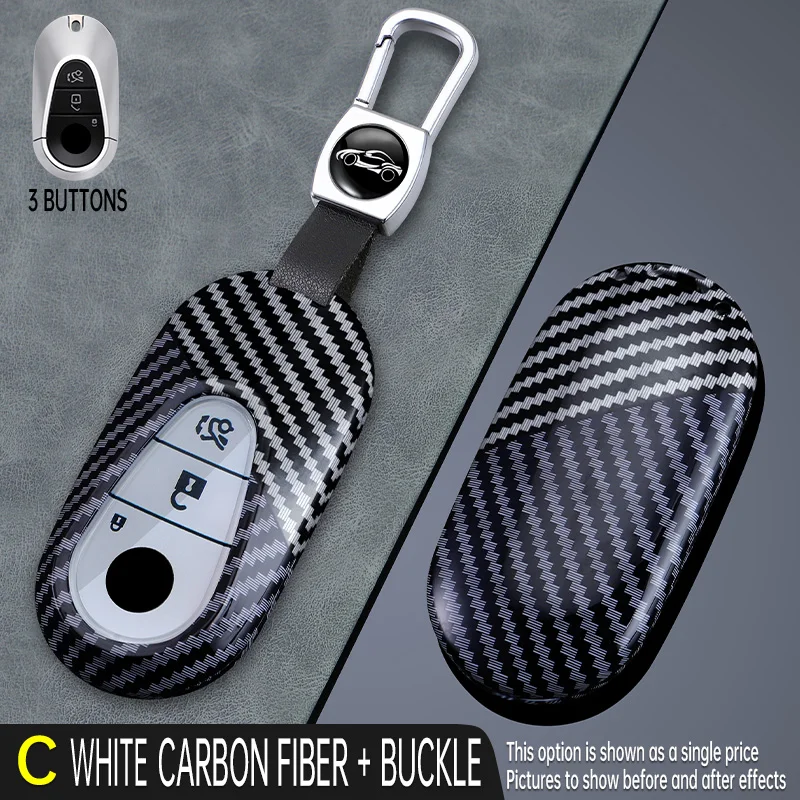 PC Carbon Fiber Pattern Car Key Case Cover Fob Shell for Mercedes Benz C S Class W223 W206 S350 S400 S450 S500 C200 C260