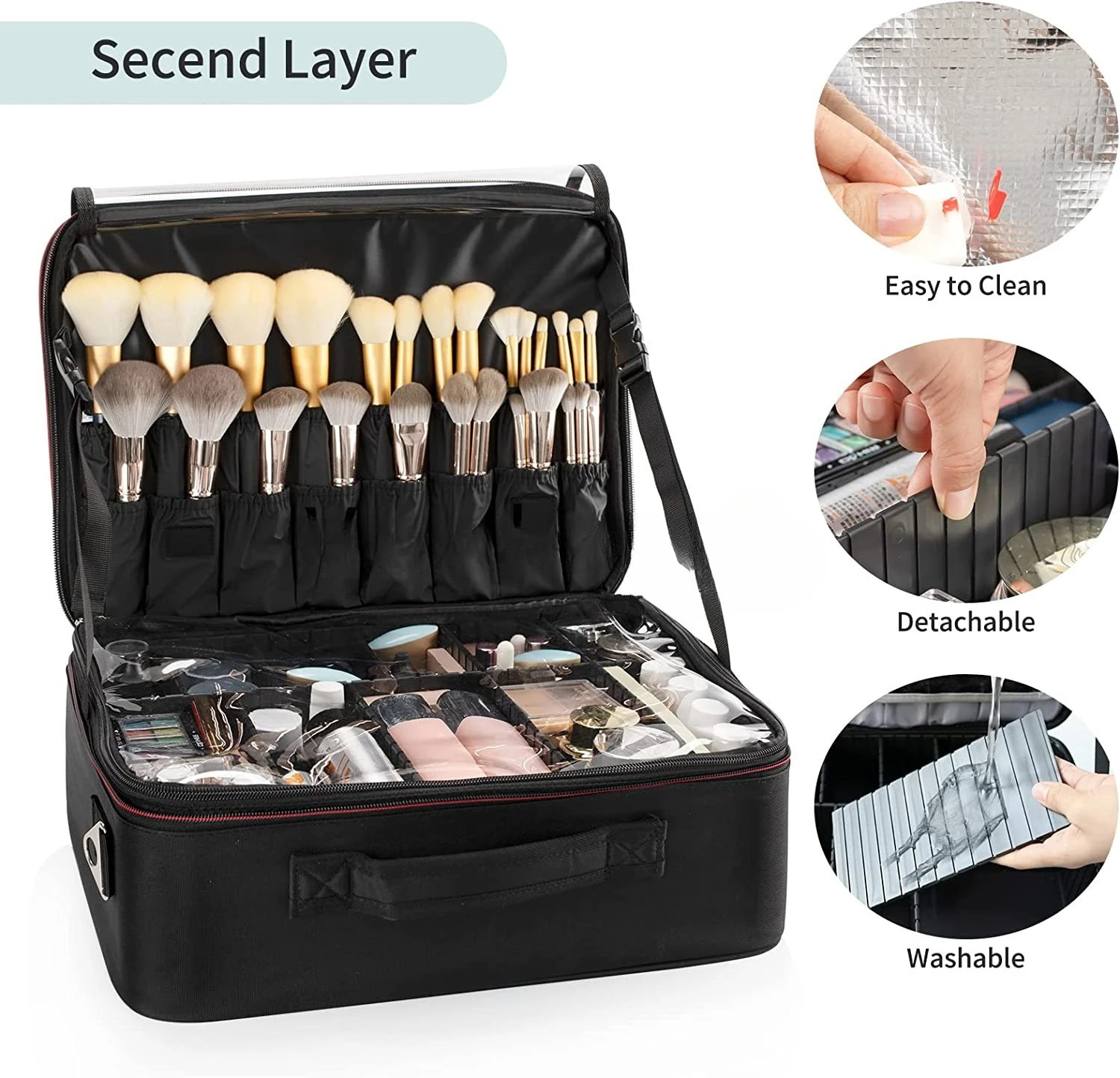 Relavel Portable Artist Make up Case With Heat Insulation Large Capacity Desktop Cosmetic Storage Box Travel Toiletry Bag