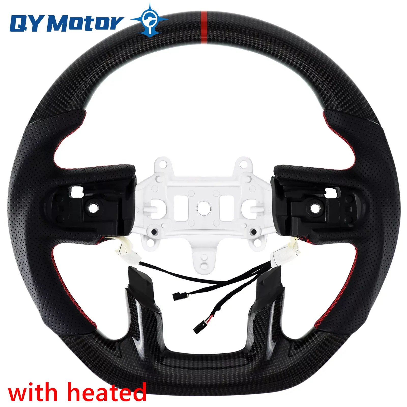 Heated Real Carbon Fiber Perforated Steering Wheel For Dodge Ram 1500（Not For 2500 3500 TRX）2019 2020 2021 2022 2023 2024