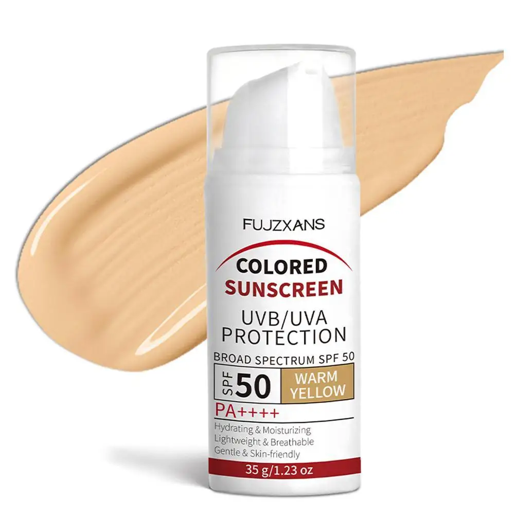 Tinted Sunscreen SPF50 BB Cream Foundation Natural Glow Even Skin Tone Waterproof Face Makeup Lotion Anti Aging Glow Sunscreen