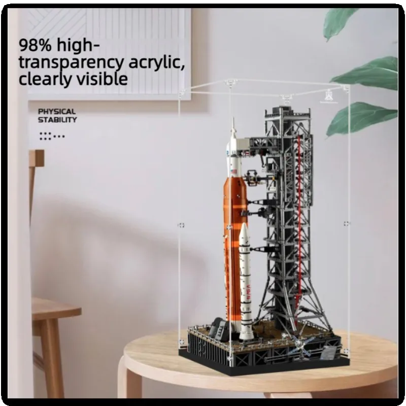 Transparent Acrylic Display Case for 10341 Space Launch System Building Blocks Model Dust Cover，NOT Include Blocks