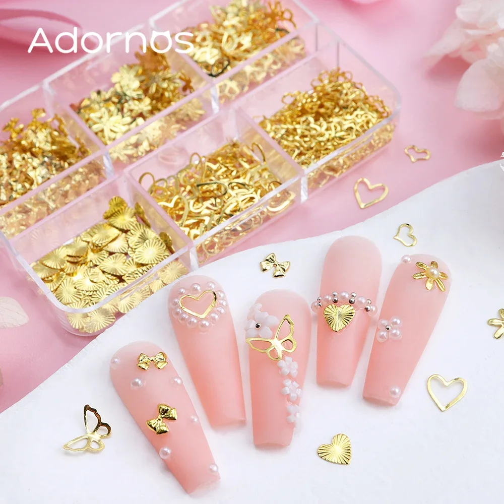 380 Uds. Accesorios para decoración de uñas del Día de San Valentín mariposa amor corazones remaches de Metal decoración de manicura diseño romántico joyería para uñas