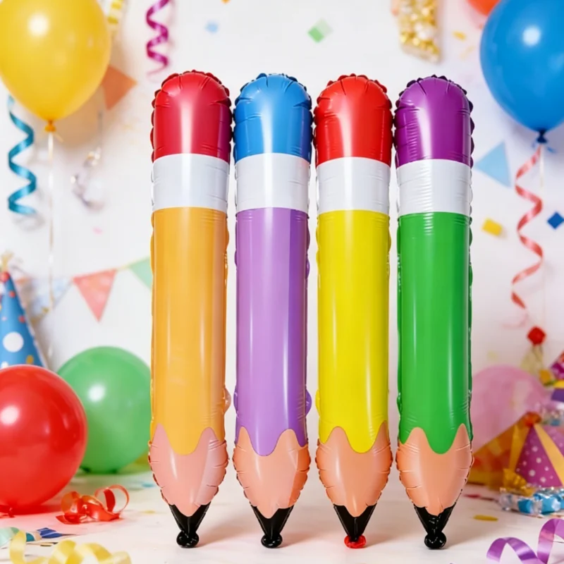 Wiederverwendbarer PVC Aufblasbarer Bleistift-Ballon Langlebige Plastik-Dekoration für Schulanfang, Abschluss, Geburtstag, Klassenzimmer-Party
